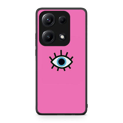 Xiaomi Redmi Note 14S Blue Eye Pink θήκη από τη Smartfits με σχέδιο στο πίσω μέρος και μαύρο περίβλημα | Smartphone case with colorful back and black bezels by Smartfits