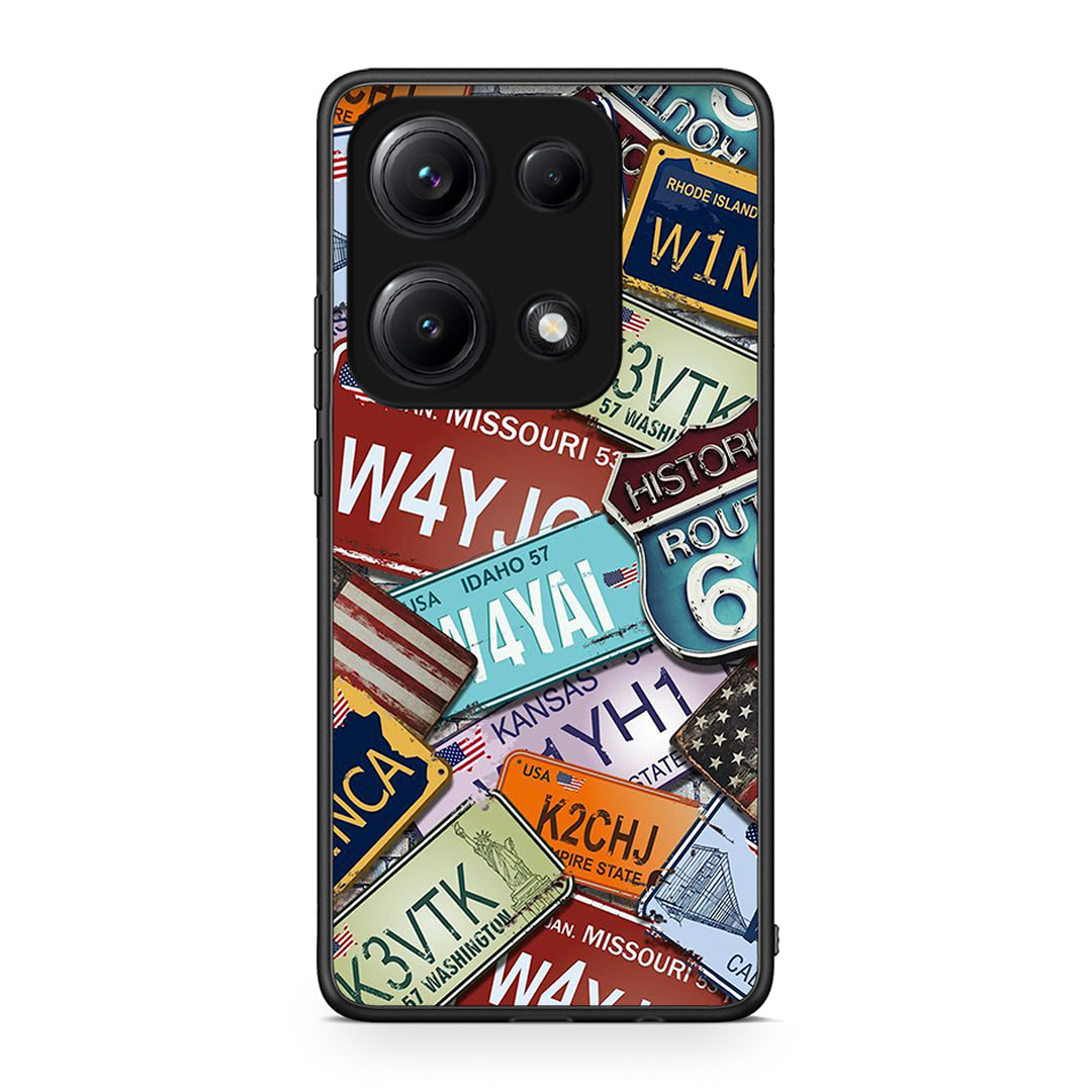 Xiaomi Redmi Note 14S Car Plates θήκη από τη Smartfits με σχέδιο στο πίσω μέρος και μαύρο περίβλημα | Smartphone case with colorful back and black bezels by Smartfits