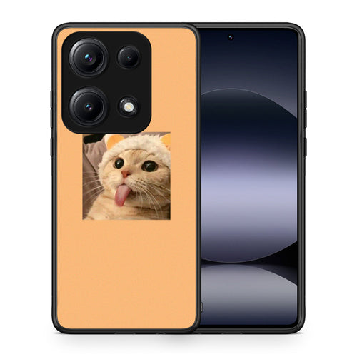 Θήκη Xiaomi Redmi Note 14S Cat Tongue από τη Smartfits με σχέδιο στο πίσω μέρος και μαύρο περίβλημα | Xiaomi Redmi Note 14S Cat Tongue case with colorful back and black bezels