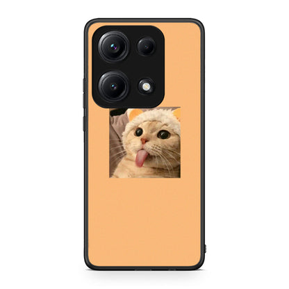 Xiaomi Redmi Note 14S Cat Tongue θήκη από τη Smartfits με σχέδιο στο πίσω μέρος και μαύρο περίβλημα | Smartphone case with colorful back and black bezels by Smartfits