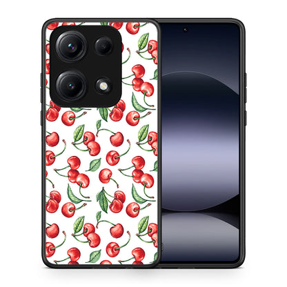 Θήκη Xiaomi Redmi Note 14S Cherry Summer από τη Smartfits με σχέδιο στο πίσω μέρος και μαύρο περίβλημα | Xiaomi Redmi Note 14S Cherry Summer case with colorful back and black bezels