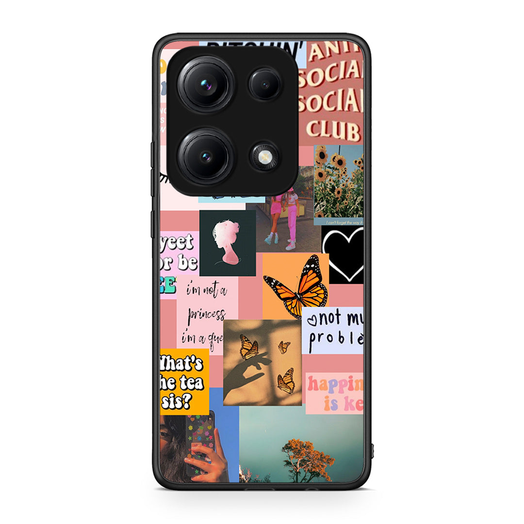 Xiaomi Redmi Note 14S Collage Bitchin Θήκη Αγίου Βαλεντίνου από τη Smartfits με σχέδιο στο πίσω μέρος και μαύρο περίβλημα | Smartphone case with colorful back and black bezels by Smartfits