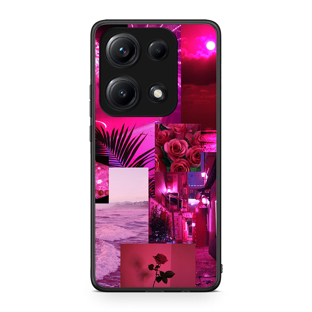 Xiaomi Redmi Note 14S Collage Red Roses Θήκη Αγίου Βαλεντίνου από τη Smartfits με σχέδιο στο πίσω μέρος και μαύρο περίβλημα | Smartphone case with colorful back and black bezels by Smartfits