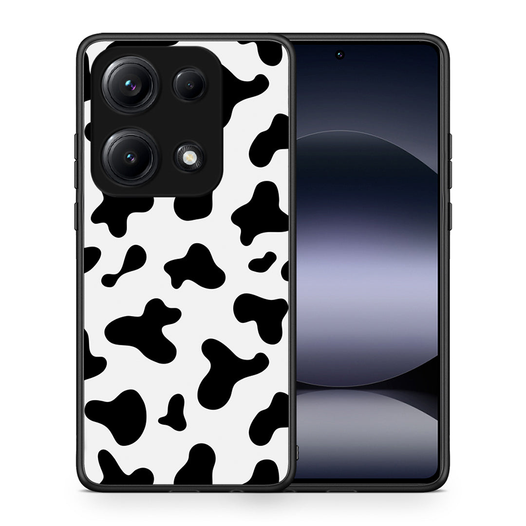 Θήκη Xiaomi Redmi Note 14S Cow Print από τη Smartfits με σχέδιο στο πίσω μέρος και μαύρο περίβλημα | Xiaomi Redmi Note 14S Cow Print case with colorful back and black bezels