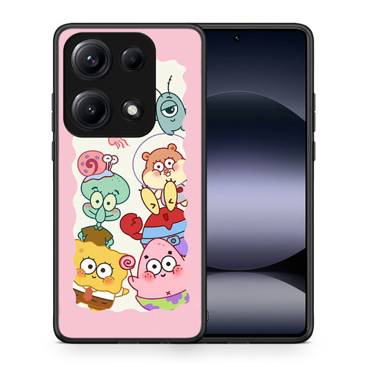 Θήκη Xiaomi Redmi Note 14S Cute Companion από τη Smartfits με σχέδιο στο πίσω μέρος και μαύρο περίβλημα | Xiaomi Redmi Note 14S Cute Companion case with colorful back and black bezels
