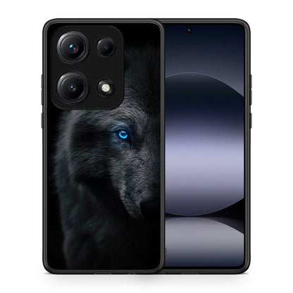 Θήκη Xiaomi Redmi Note 14S Dark Wolf από τη Smartfits με σχέδιο στο πίσω μέρος και μαύρο περίβλημα | Xiaomi Redmi Note 14S Dark Wolf case with colorful back and black bezels