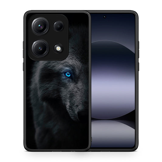 Θήκη Xiaomi Redmi Note 14S Dark Wolf από τη Smartfits με σχέδιο στο πίσω μέρος και μαύρο περίβλημα | Xiaomi Redmi Note 14S Dark Wolf case with colorful back and black bezels