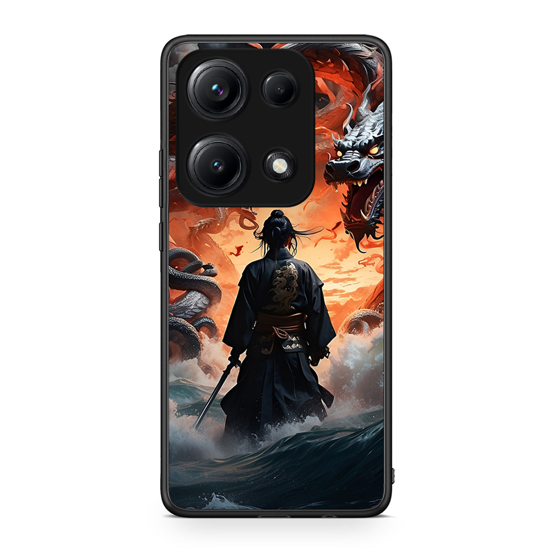 Xiaomi Redmi Note 14S Dragons Fight θήκη από τη Smartfits με σχέδιο στο πίσω μέρος και μαύρο περίβλημα | Smartphone case with colorful back and black bezels by Smartfits