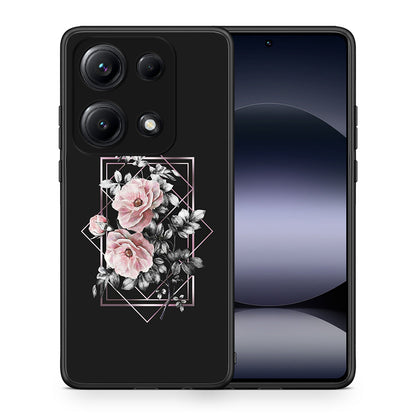 Θήκη Xiaomi Redmi Note 14S Frame Flower από τη Smartfits με σχέδιο στο πίσω μέρος και μαύρο περίβλημα | Xiaomi Redmi Note 14S Frame Flower case with colorful back and black bezels