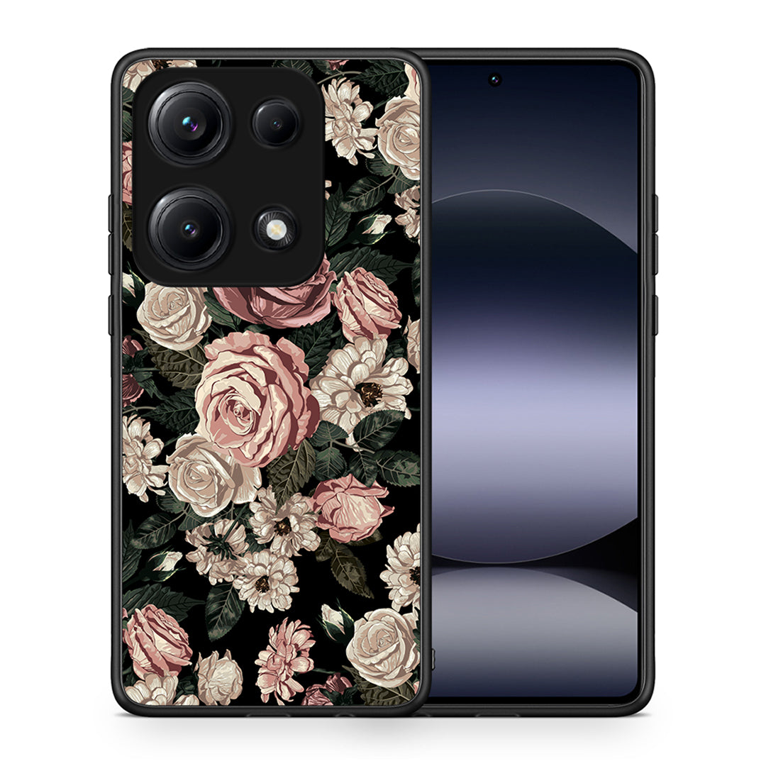 Θήκη Xiaomi Redmi Note 14S Wild Roses Flower από τη Smartfits με σχέδιο στο πίσω μέρος και μαύρο περίβλημα | Xiaomi Redmi Note 14S Wild Roses Flower case with colorful back and black bezels