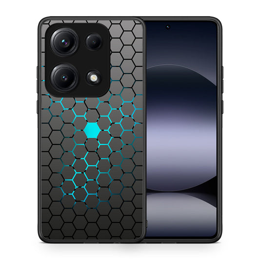 Θήκη Xiaomi Redmi Note 14S Hexagonal Geometric από τη Smartfits με σχέδιο στο πίσω μέρος και μαύρο περίβλημα | Xiaomi Redmi Note 14S Hexagonal Geometric case with colorful back and black bezels