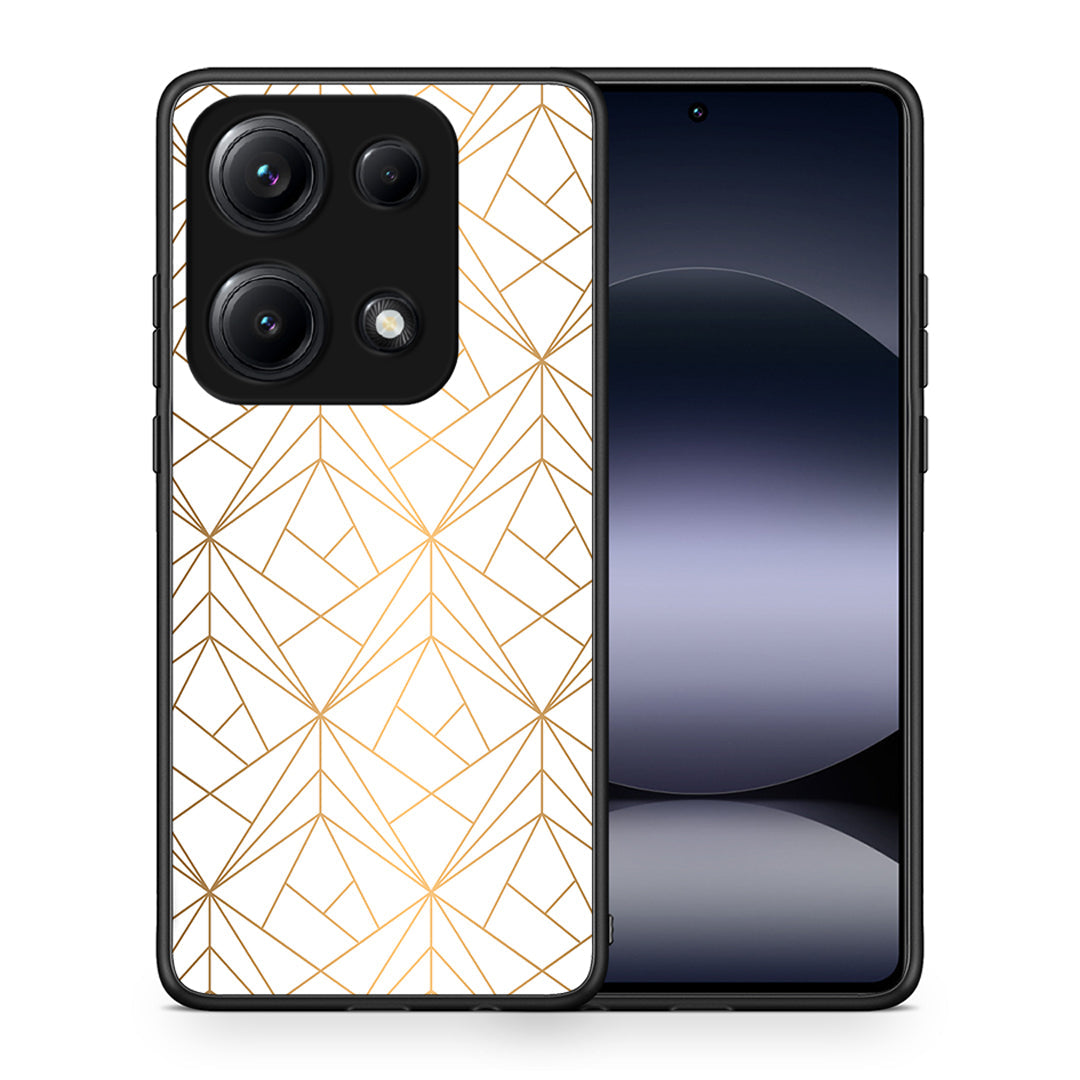 Θήκη Xiaomi Redmi Note 14S Luxury White Geometric από τη Smartfits με σχέδιο στο πίσω μέρος και μαύρο περίβλημα | Xiaomi Redmi Note 14S Luxury White Geometric case with colorful back and black bezels