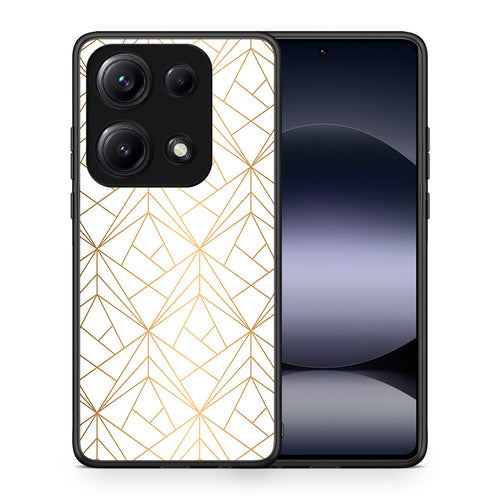 Θήκη Xiaomi Redmi Note 14S Luxury White Geometric από τη Smartfits με σχέδιο στο πίσω μέρος και μαύρο περίβλημα | Xiaomi Redmi Note 14S Luxury White Geometric case with colorful back and black bezels