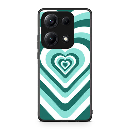 Xiaomi Redmi Note 14S Green Hearts θήκη από τη Smartfits με σχέδιο στο πίσω μέρος και μαύρο περίβλημα | Smartphone case with colorful back and black bezels by Smartfits
