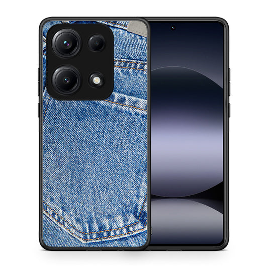 Θήκη Xiaomi Redmi Note 14S Jeans Pocket από τη Smartfits με σχέδιο στο πίσω μέρος και μαύρο περίβλημα | Xiaomi Redmi Note 14S Jeans Pocket case with colorful back and black bezels