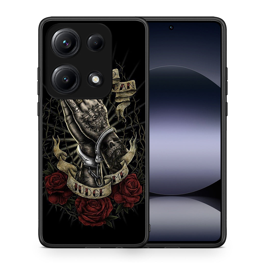 Θήκη Xiaomi Redmi Note 14S Judge By God από τη Smartfits με σχέδιο στο πίσω μέρος και μαύρο περίβλημα | Xiaomi Redmi Note 14S Judge By God case with colorful back and black bezels