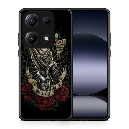 Θήκη Xiaomi Redmi Note 14S Judge By God από τη Smartfits με σχέδιο στο πίσω μέρος και μαύρο περίβλημα | Xiaomi Redmi Note 14S Judge By God case with colorful back and black bezels