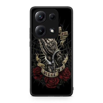 Xiaomi Redmi Note 14S Judge By God θήκη από τη Smartfits με σχέδιο στο πίσω μέρος και μαύρο περίβλημα | Smartphone case with colorful back and black bezels by Smartfits