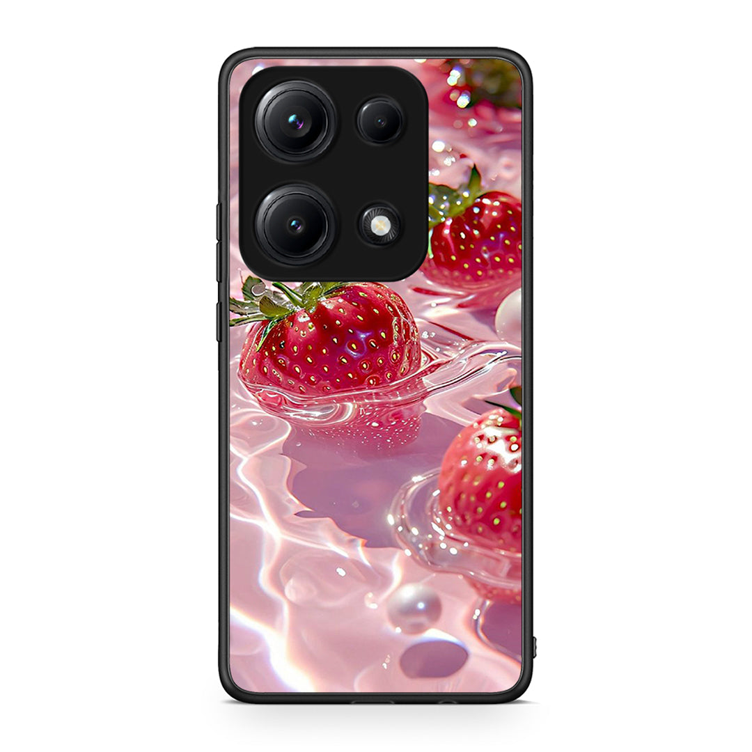 Xiaomi Redmi Note 14S Juicy Strawberries θήκη από τη Smartfits με σχέδιο στο πίσω μέρος και μαύρο περίβλημα | Smartphone case with colorful back and black bezels by Smartfits