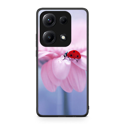 Xiaomi Redmi Note 14S Ladybug Flower θήκη από τη Smartfits με σχέδιο στο πίσω μέρος και μαύρο περίβλημα | Smartphone case with colorful back and black bezels by Smartfits