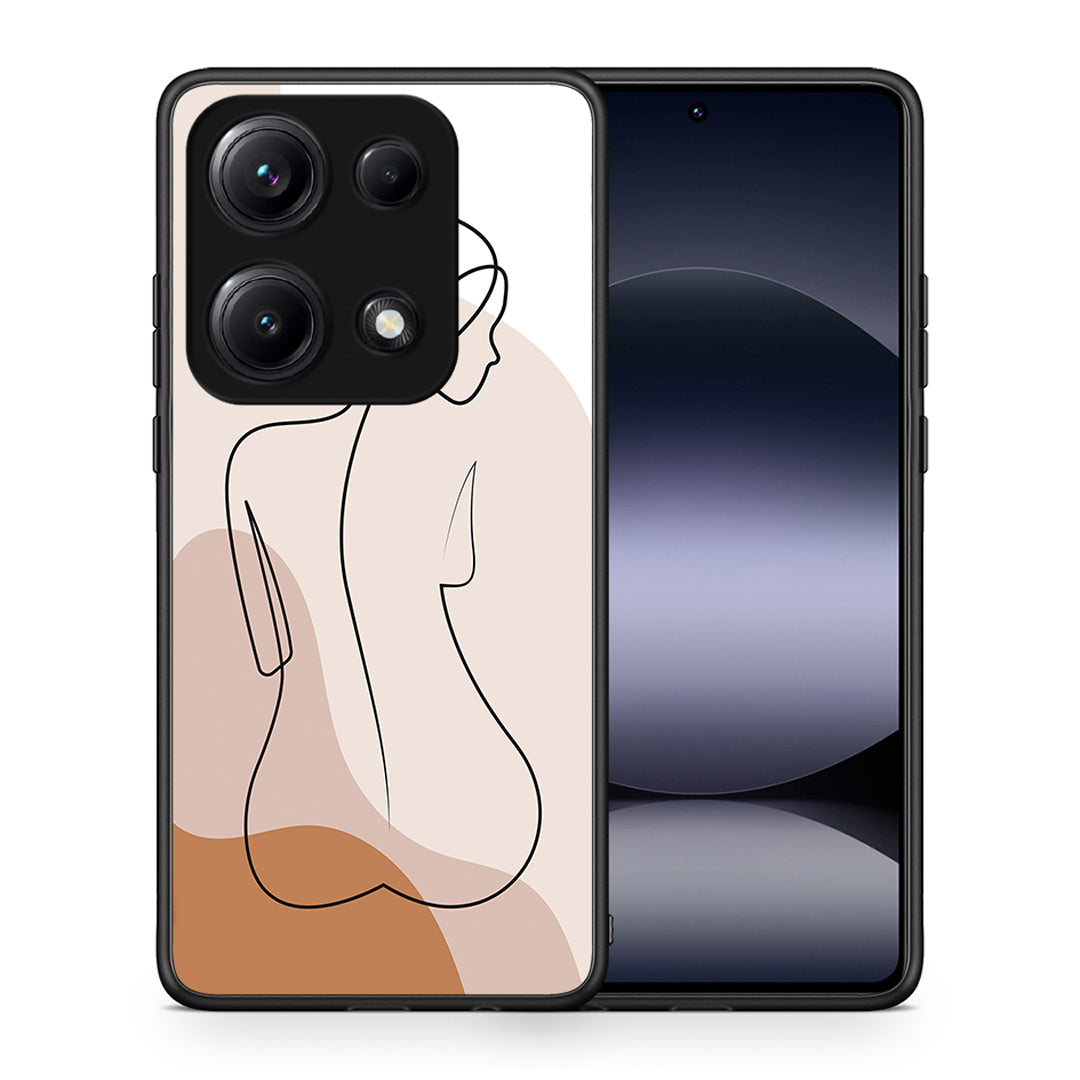 Θήκη Xiaomi Redmi Note 14S LineArt Woman από τη Smartfits με σχέδιο στο πίσω μέρος και μαύρο περίβλημα | Xiaomi Redmi Note 14S LineArt Woman case with colorful back and black bezels