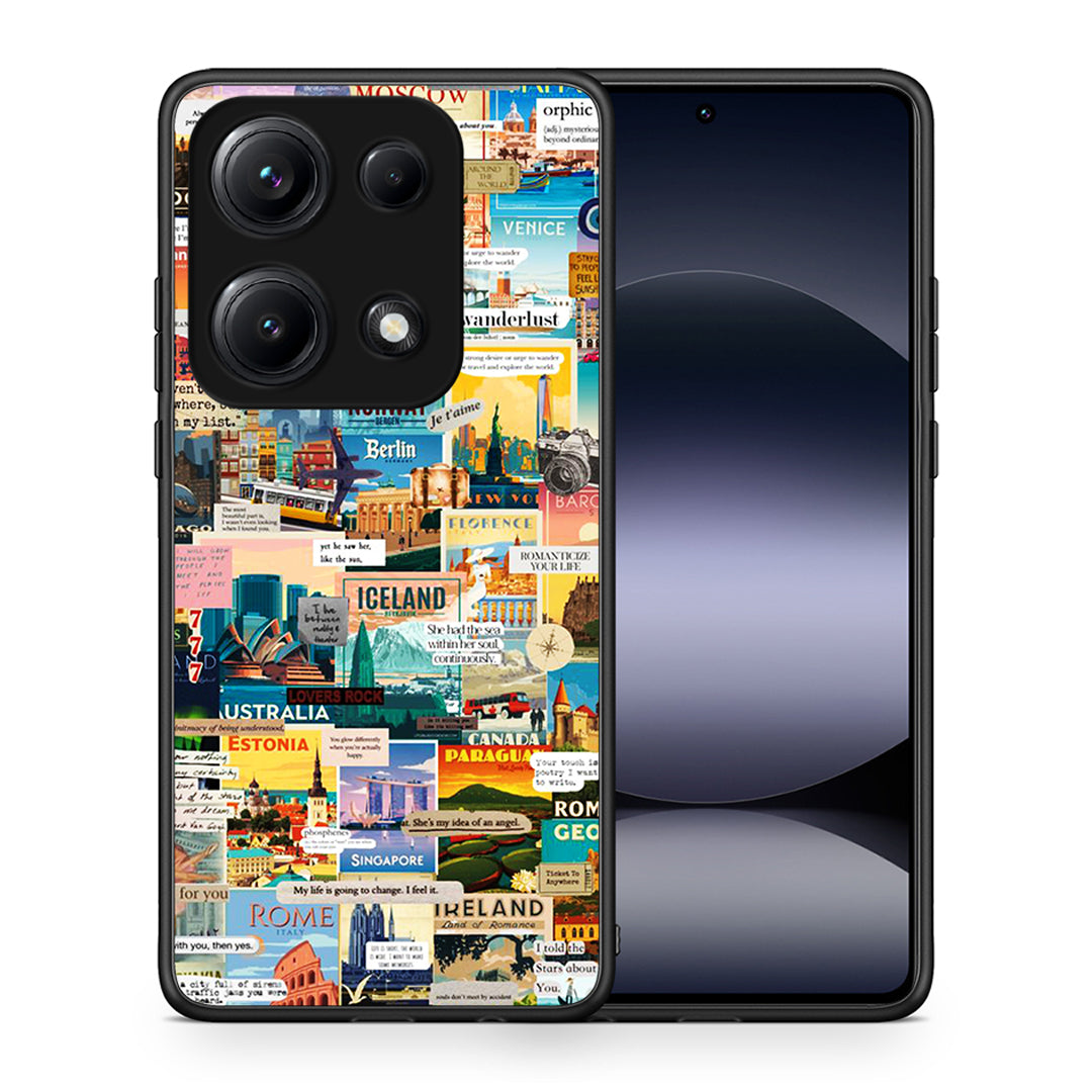 Θήκη Xiaomi Redmi Note 14S Live To Travel από τη Smartfits με σχέδιο στο πίσω μέρος και μαύρο περίβλημα | Xiaomi Redmi Note 14S Live To Travel case with colorful back and black bezels