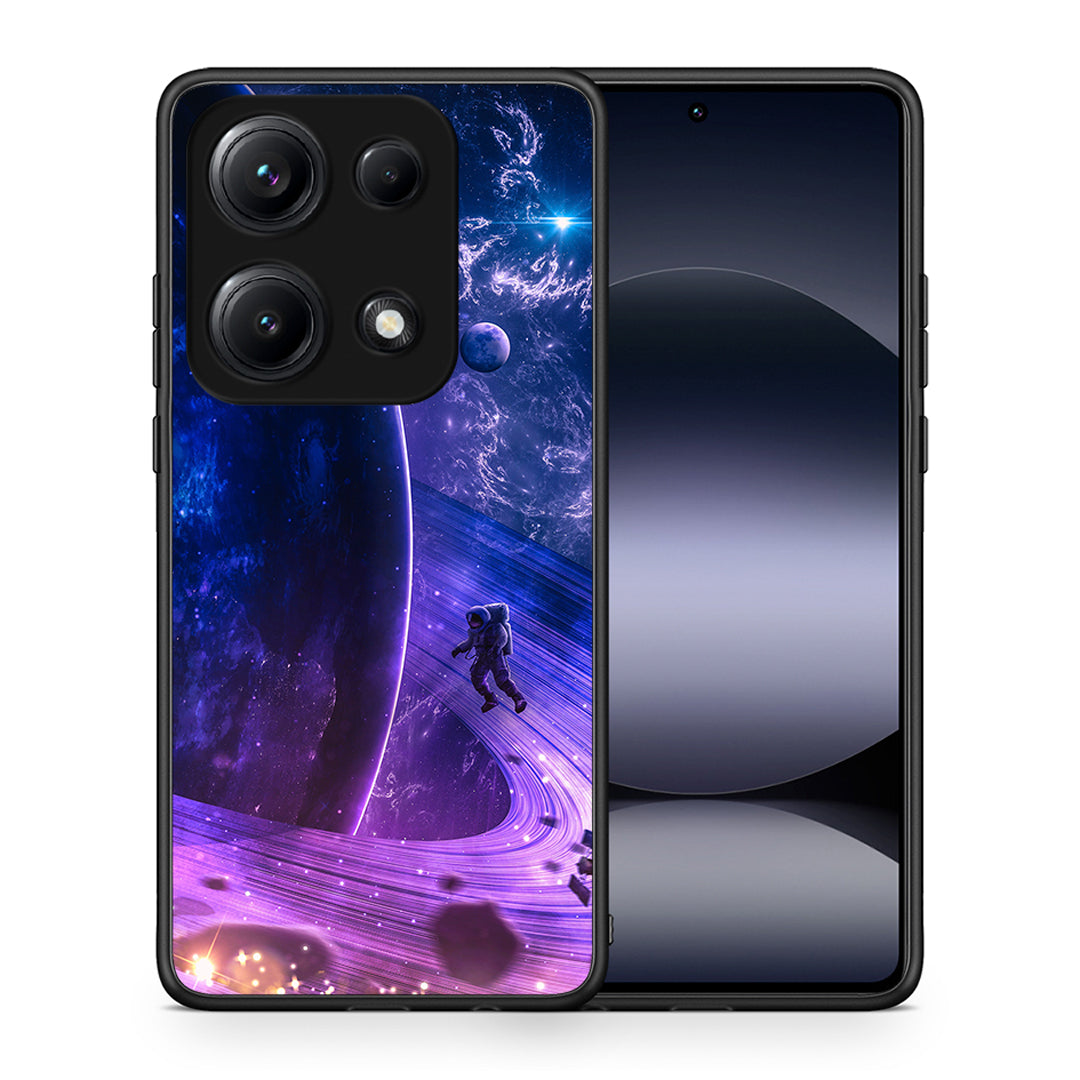 Θήκη Xiaomi Redmi Note 14S Lost Astronaut από τη Smartfits με σχέδιο στο πίσω μέρος και μαύρο περίβλημα | Xiaomi Redmi Note 14S Lost Astronaut case with colorful back and black bezels