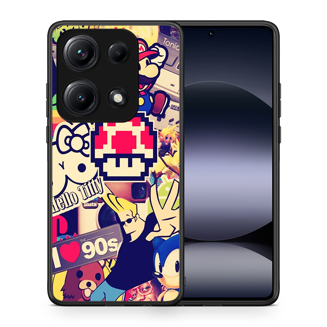 Θήκη Xiaomi Redmi Note 14S Love The 90s από τη Smartfits με σχέδιο στο πίσω μέρος και μαύρο περίβλημα | Xiaomi Redmi Note 14S Love The 90s case with colorful back and black bezels