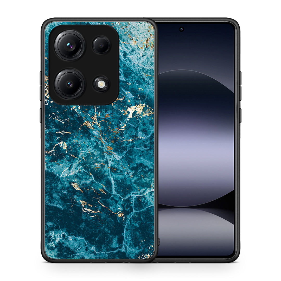 Θήκη Xiaomi Redmi Note 14S Marble Blue από τη Smartfits με σχέδιο στο πίσω μέρος και μαύρο περίβλημα | Xiaomi Redmi Note 14S Marble Blue case with colorful back and black bezels