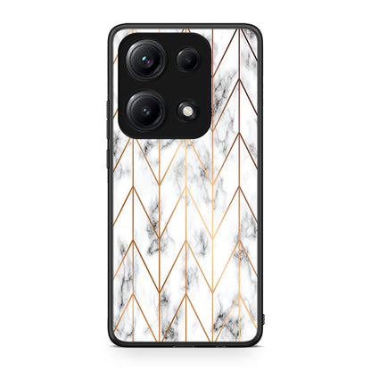 44 - Xiaomi Redmi Note 14S Gold Geometric Marble case, cover, bumper