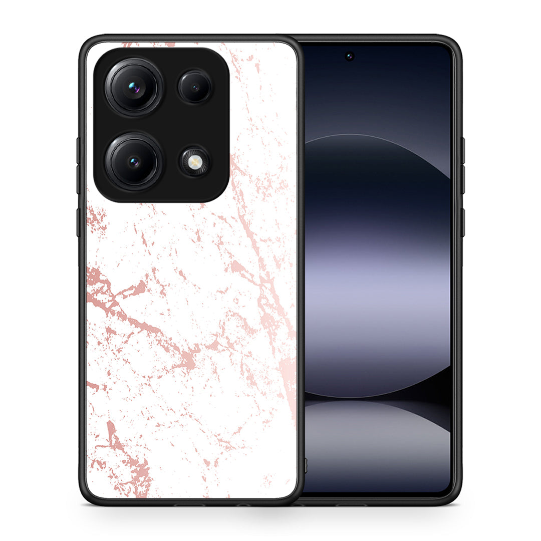 Θήκη Xiaomi Redmi Note 14S Pink Splash Marble από τη Smartfits με σχέδιο στο πίσω μέρος και μαύρο περίβλημα | Xiaomi Redmi Note 14S Pink Splash Marble case with colorful back and black bezels