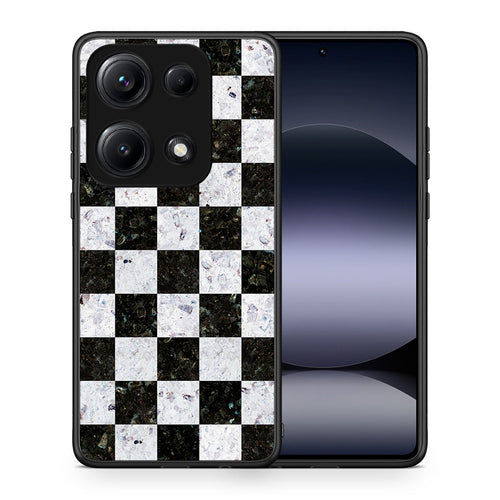 Θήκη Xiaomi Redmi Note 14S Square Geometric Marble από τη Smartfits με σχέδιο στο πίσω μέρος και μαύρο περίβλημα | Xiaomi Redmi Note 14S Square Geometric Marble case with colorful back and black bezels