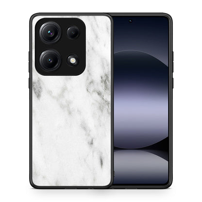 Θήκη Xiaomi Redmi Note 14S White Marble από τη Smartfits με σχέδιο στο πίσω μέρος και μαύρο περίβλημα | Xiaomi Redmi Note 14S White Marble case with colorful back and black bezels