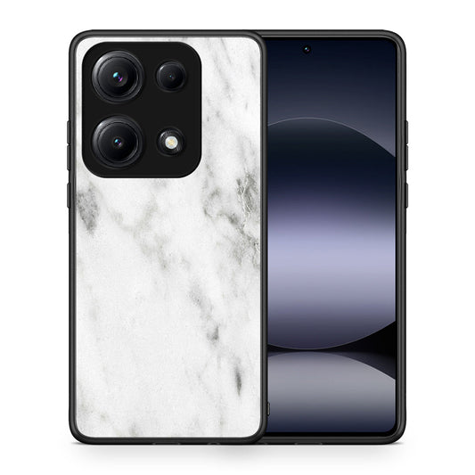 Θήκη Xiaomi Redmi Note 14S White Marble από τη Smartfits με σχέδιο στο πίσω μέρος και μαύρο περίβλημα | Xiaomi Redmi Note 14S White Marble case with colorful back and black bezels