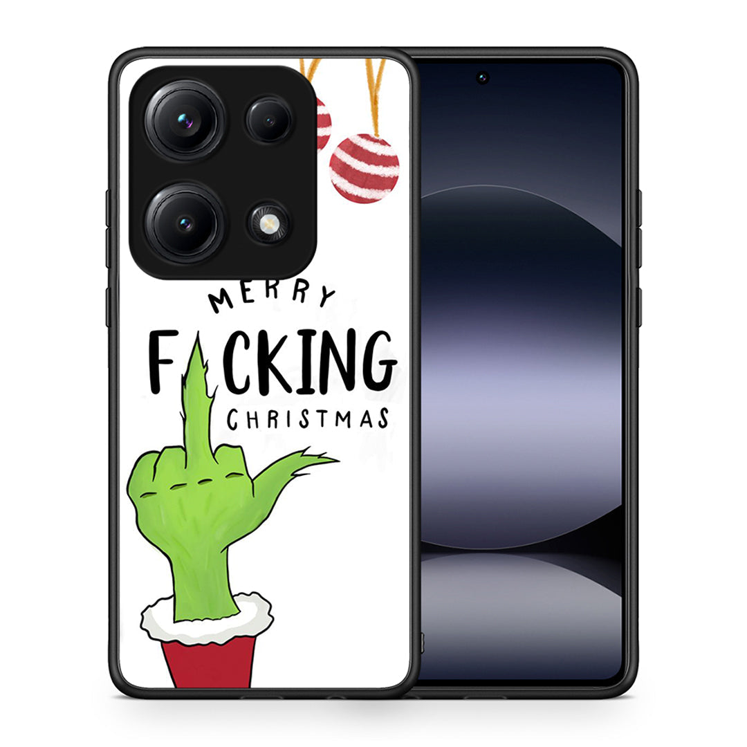 Θήκη Xiaomi Redmi Note 14S Merry F Xmas από τη Smartfits με σχέδιο στο πίσω μέρος και μαύρο περίβλημα | Xiaomi Redmi Note 14S Merry F Xmas case with colorful back and black bezels