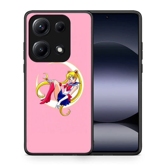 Θήκη Xiaomi Redmi Note 14S Moon Girl από τη Smartfits με σχέδιο στο πίσω μέρος και μαύρο περίβλημα | Xiaomi Redmi Note 14S Moon Girl case with colorful back and black bezels