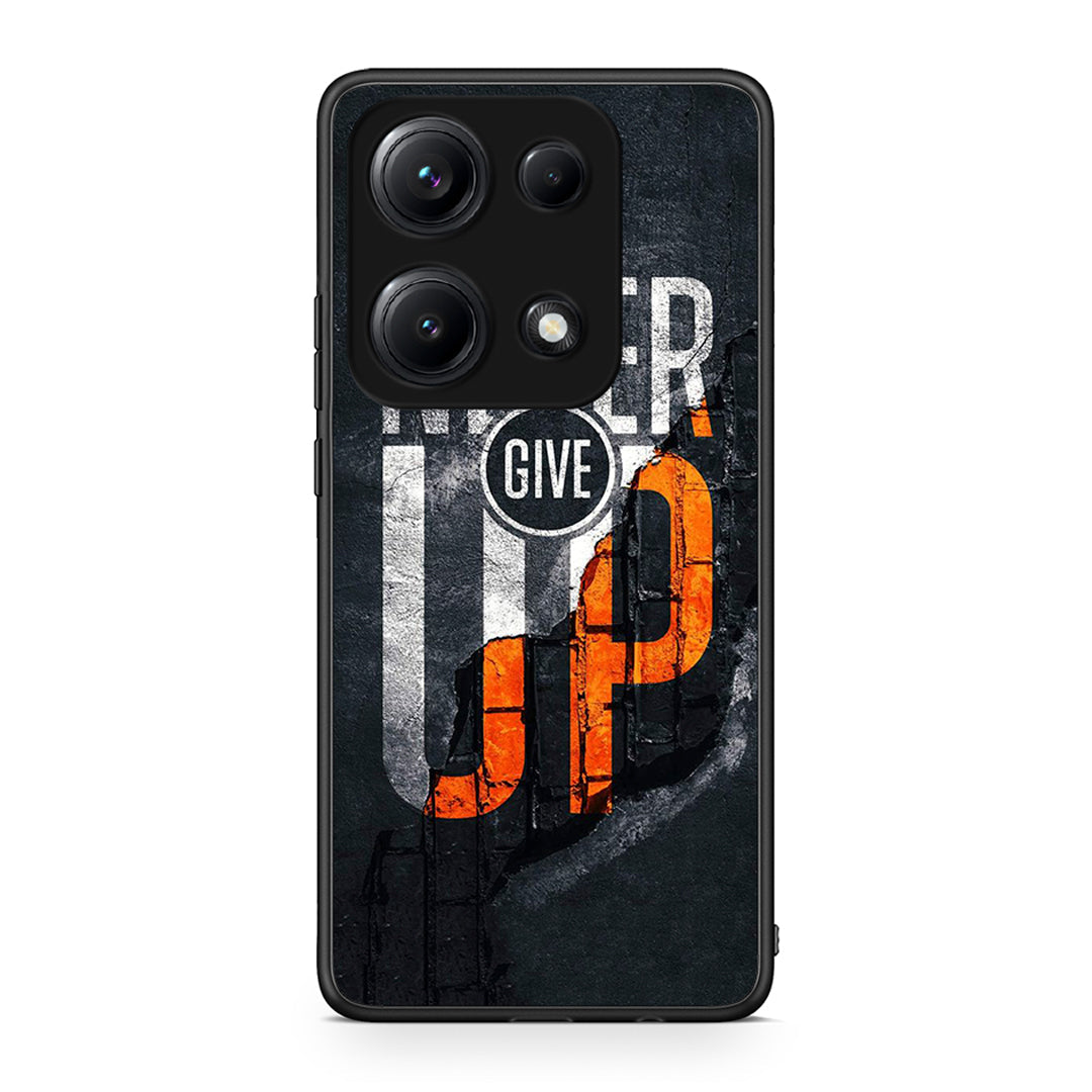 Xiaomi Redmi Note 14S Never Give Up Θήκη Αγίου Βαλεντίνου από τη Smartfits με σχέδιο στο πίσω μέρος και μαύρο περίβλημα | Smartphone case with colorful back and black bezels by Smartfits