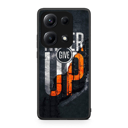 Xiaomi Redmi Note 14S Never Give Up Θήκη Αγίου Βαλεντίνου από τη Smartfits με σχέδιο στο πίσω μέρος και μαύρο περίβλημα | Smartphone case with colorful back and black bezels by Smartfits