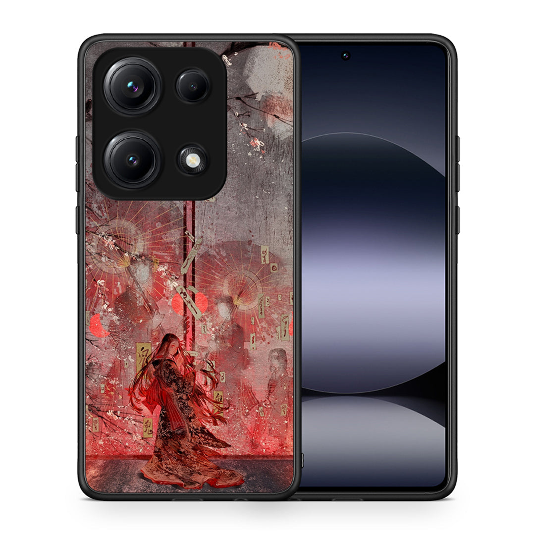 Θήκη Xiaomi Redmi Note 14S Nezuko Kamado από τη Smartfits με σχέδιο στο πίσω μέρος και μαύρο περίβλημα | Xiaomi Redmi Note 14S Nezuko Kamado case with colorful back and black bezels