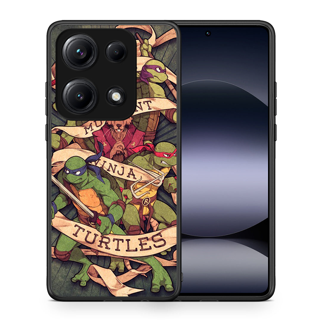 Θήκη Xiaomi Redmi Note 14S Ninja Turtles από τη Smartfits με σχέδιο στο πίσω μέρος και μαύρο περίβλημα | Xiaomi Redmi Note 14S Ninja Turtles case with colorful back and black bezels