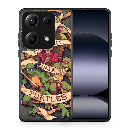 Θήκη Xiaomi Redmi Note 14S Ninja Turtles από τη Smartfits με σχέδιο στο πίσω μέρος και μαύρο περίβλημα | Xiaomi Redmi Note 14S Ninja Turtles case with colorful back and black bezels