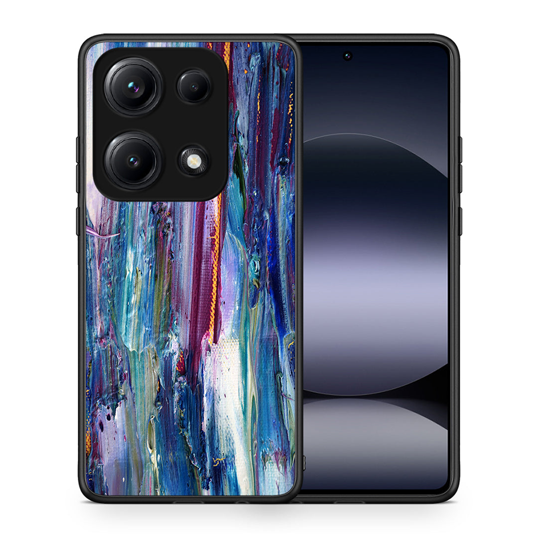 Θήκη Xiaomi Redmi Note 14S Winter Paint από τη Smartfits με σχέδιο στο πίσω μέρος και μαύρο περίβλημα | Xiaomi Redmi Note 14S Winter Paint case with colorful back and black bezels