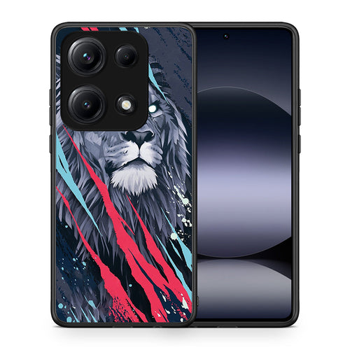 Θήκη Xiaomi Redmi Note 14S Lion Designer PopArt από τη Smartfits με σχέδιο στο πίσω μέρος και μαύρο περίβλημα | Xiaomi Redmi Note 14S Lion Designer PopArt case with colorful back and black bezels