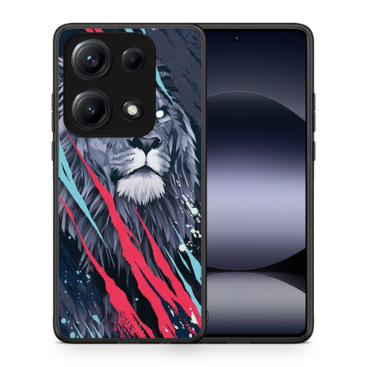 Θήκη Xiaomi Redmi Note 14S Lion Designer PopArt από τη Smartfits με σχέδιο στο πίσω μέρος και μαύρο περίβλημα | Xiaomi Redmi Note 14S Lion Designer PopArt case with colorful back and black bezels