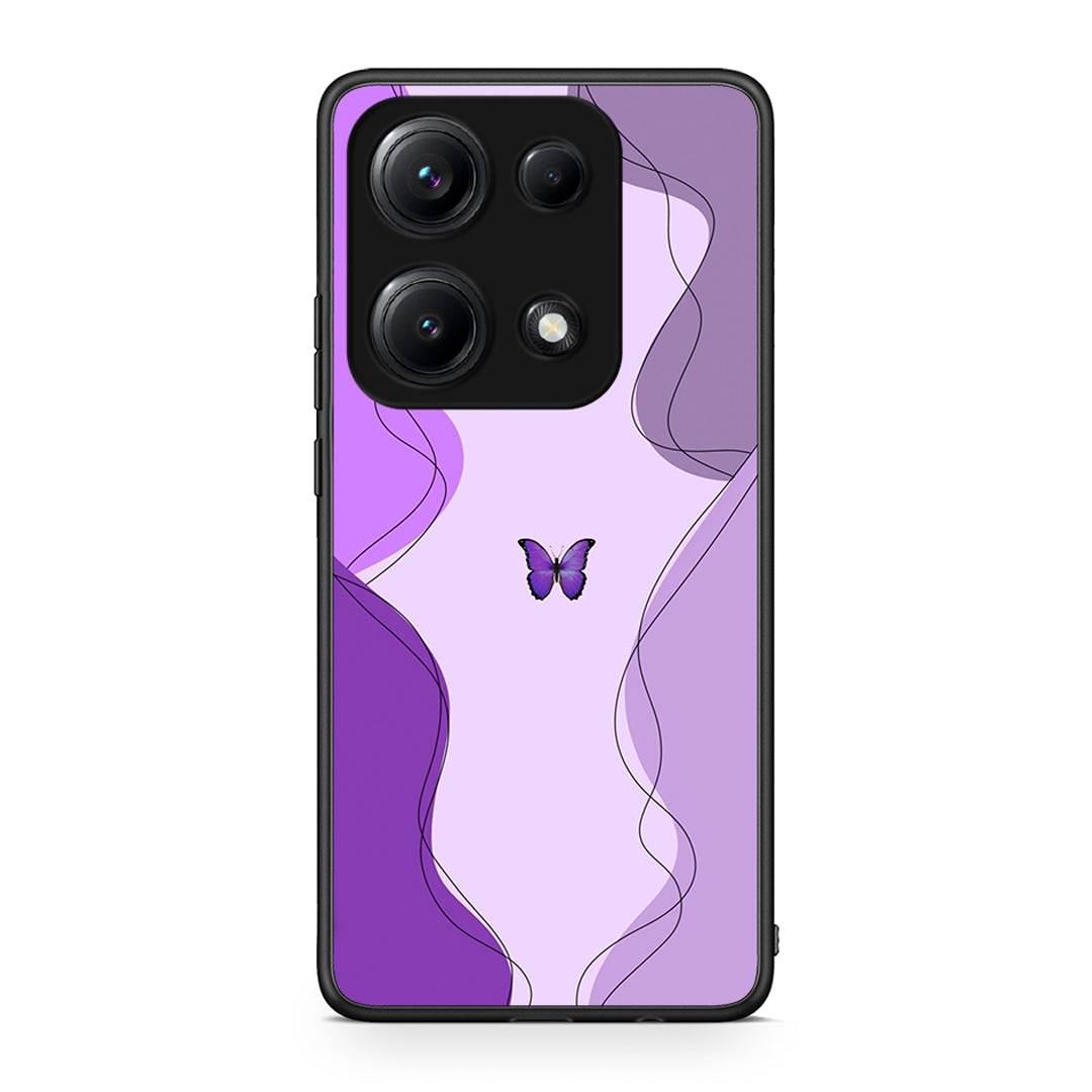 Xiaomi Redmi Note 14S Purple Mariposa Θήκη Αγίου Βαλεντίνου από τη Smartfits με σχέδιο στο πίσω μέρος και μαύρο περίβλημα | Smartphone case with colorful back and black bezels by Smartfits