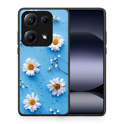 Θήκη Xiaomi Redmi Note 14S Real Daisies από τη Smartfits με σχέδιο στο πίσω μέρος και μαύρο περίβλημα | Xiaomi Redmi Note 14S Real Daisies case with colorful back and black bezels