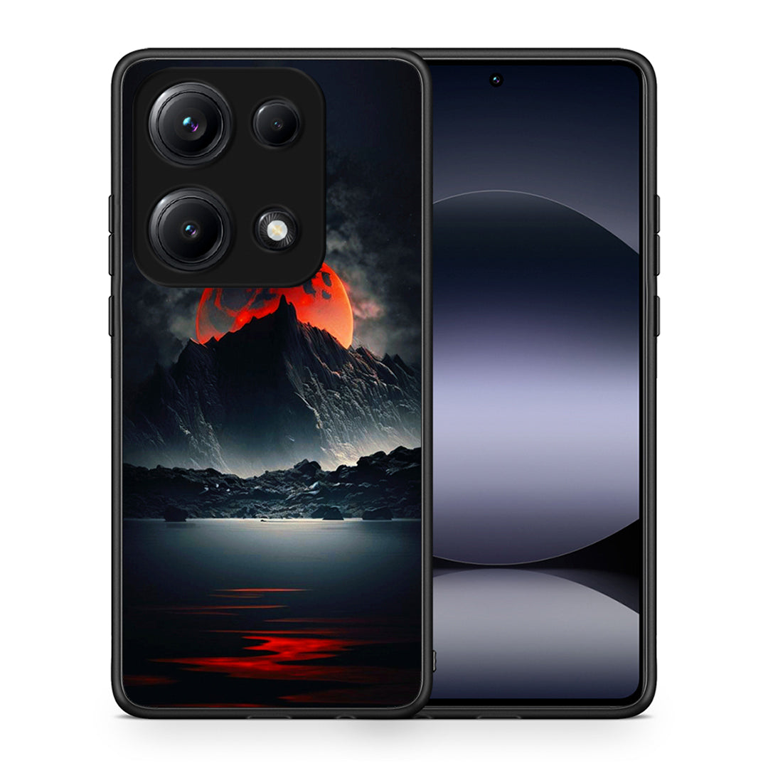 Θήκη Xiaomi Redmi Note 14S Red Full Moon από τη Smartfits με σχέδιο στο πίσω μέρος και μαύρο περίβλημα | Xiaomi Redmi Note 14S Red Full Moon case with colorful back and black bezels
