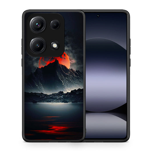Θήκη Xiaomi Redmi Note 14S Red Full Moon από τη Smartfits με σχέδιο στο πίσω μέρος και μαύρο περίβλημα | Xiaomi Redmi Note 14S Red Full Moon case with colorful back and black bezels