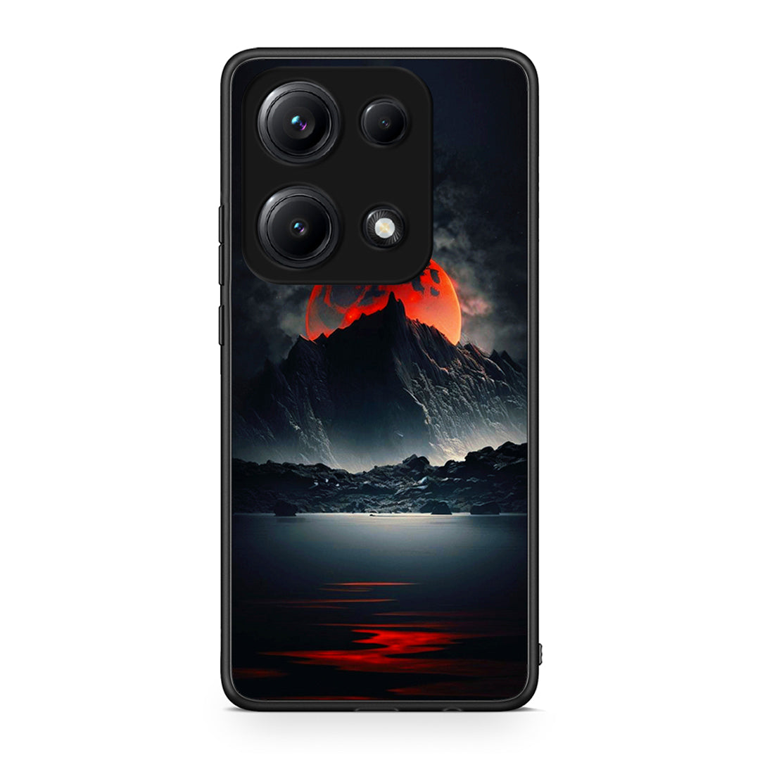 Xiaomi Redmi Note 14S Red Full Moon θήκη από τη Smartfits με σχέδιο στο πίσω μέρος και μαύρο περίβλημα | Smartphone case with colorful back and black bezels by Smartfits