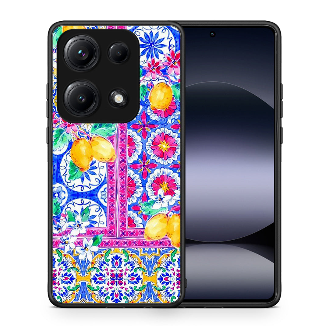 Θήκη Xiaomi Redmi Note 14S Retro Spring από τη Smartfits με σχέδιο στο πίσω μέρος και μαύρο περίβλημα | Xiaomi Redmi Note 14S Retro Spring case with colorful back and black bezels